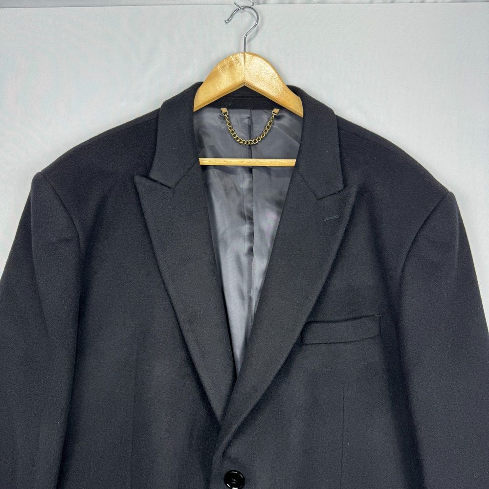 Veno Giovanni Wool Top Coat Black Size 2XL 48 Mens 3/4 Length Overcoat Jacket - Picture 3 of 14